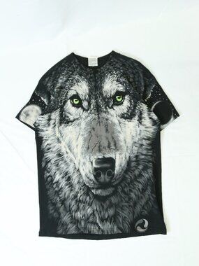 Men's Vitage Liquid Blue Wolf T-Shirt Size Large